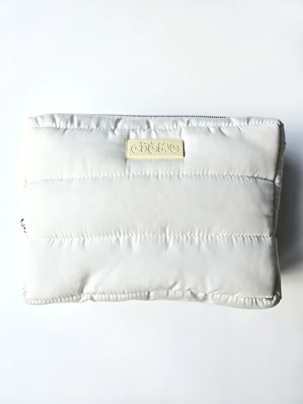 The Crème Shop White Puffy Travel Case Quilted Makeup Cosmetic Bag